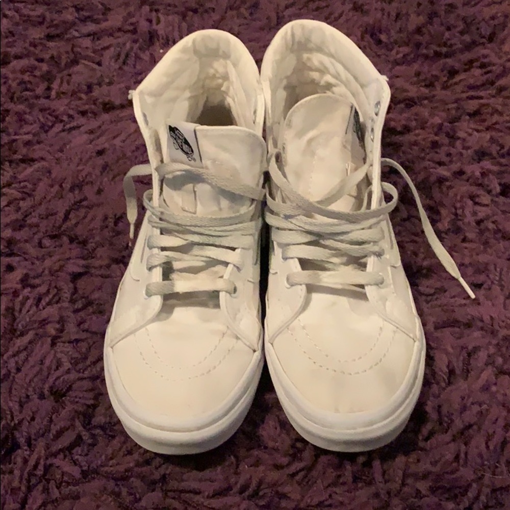 All white high top vans
